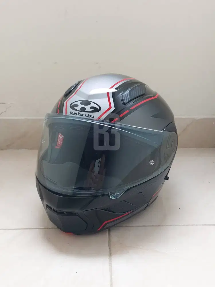 Helm OGK Kabuto Ryuki Modular Helmet Black Red XL Like New