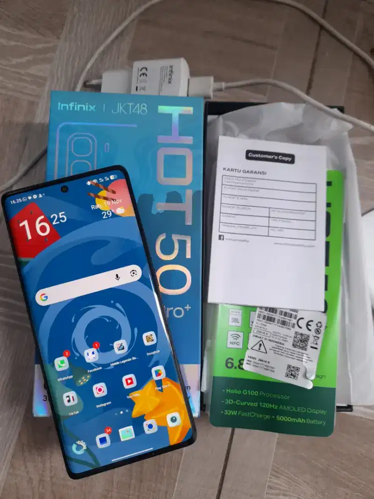 Infinix hot 50 pro+ 8+8/256 fullset cas ori Infinix fast charging