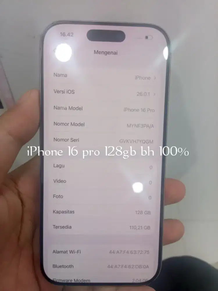 iPhone 16 pro 128gb Ibox bh 100%