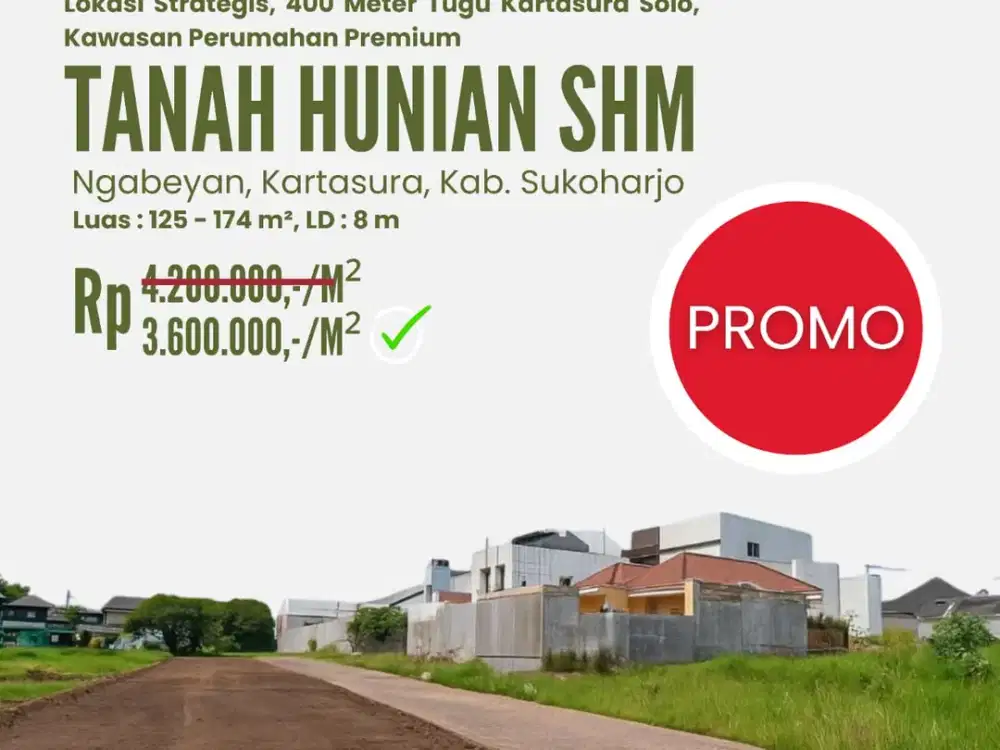 Barat Luwes Kartasura Tanah kavling Siap Bangun SHM