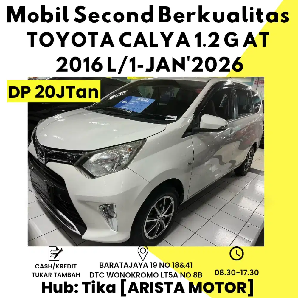 Toyota Calya 1.2 G AT 2016 L/1- Pjk Januari 2026