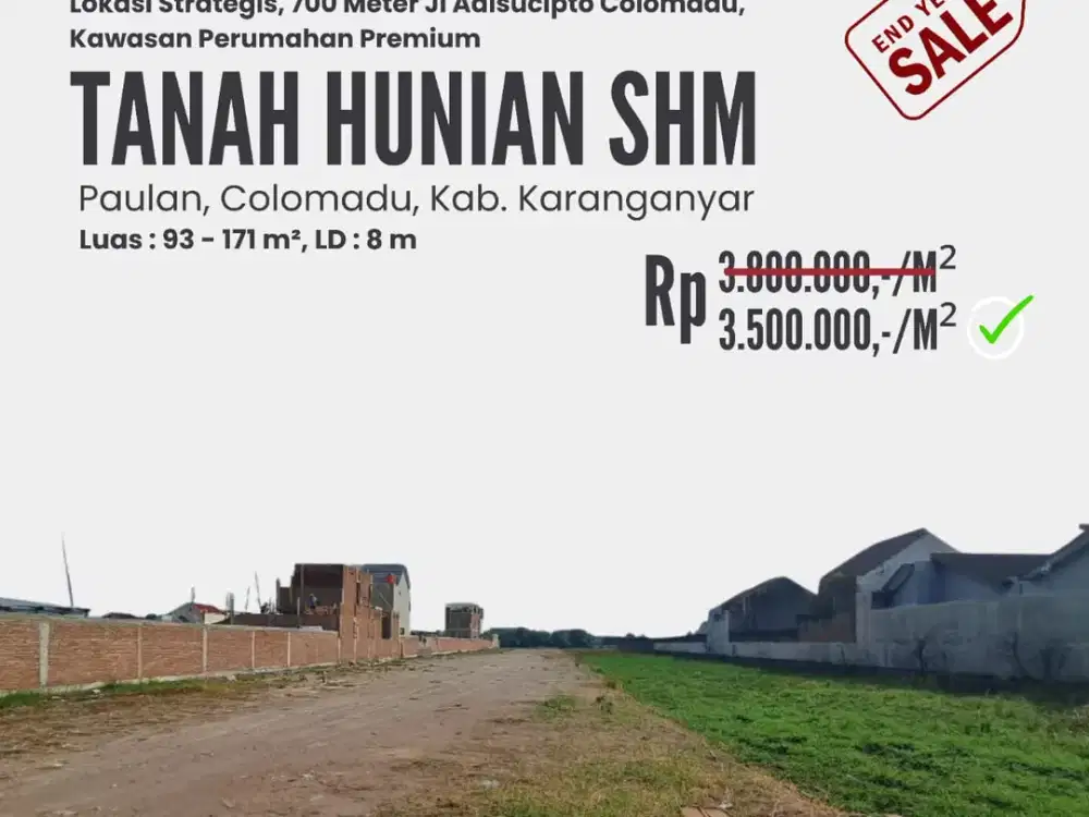 Timur de Tjolomadoe Kavling Perumahan SHM Siap Akad