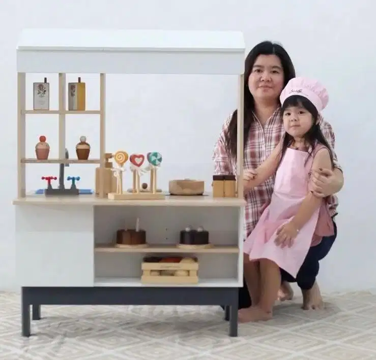 Meja belajar multi fungsi Dan gerobak jualan mainan anak