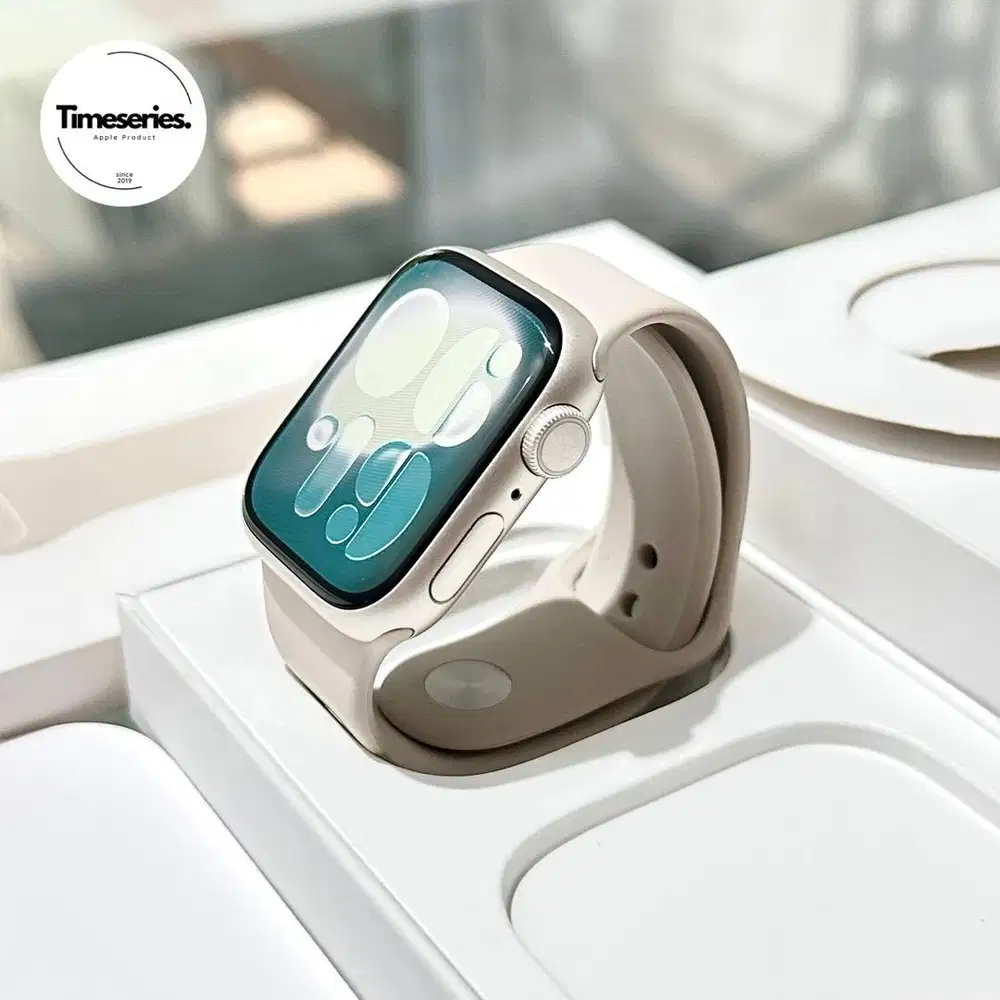 Apple Watch Series 8 41mm BH100% Starlight Fullset Original Mulus