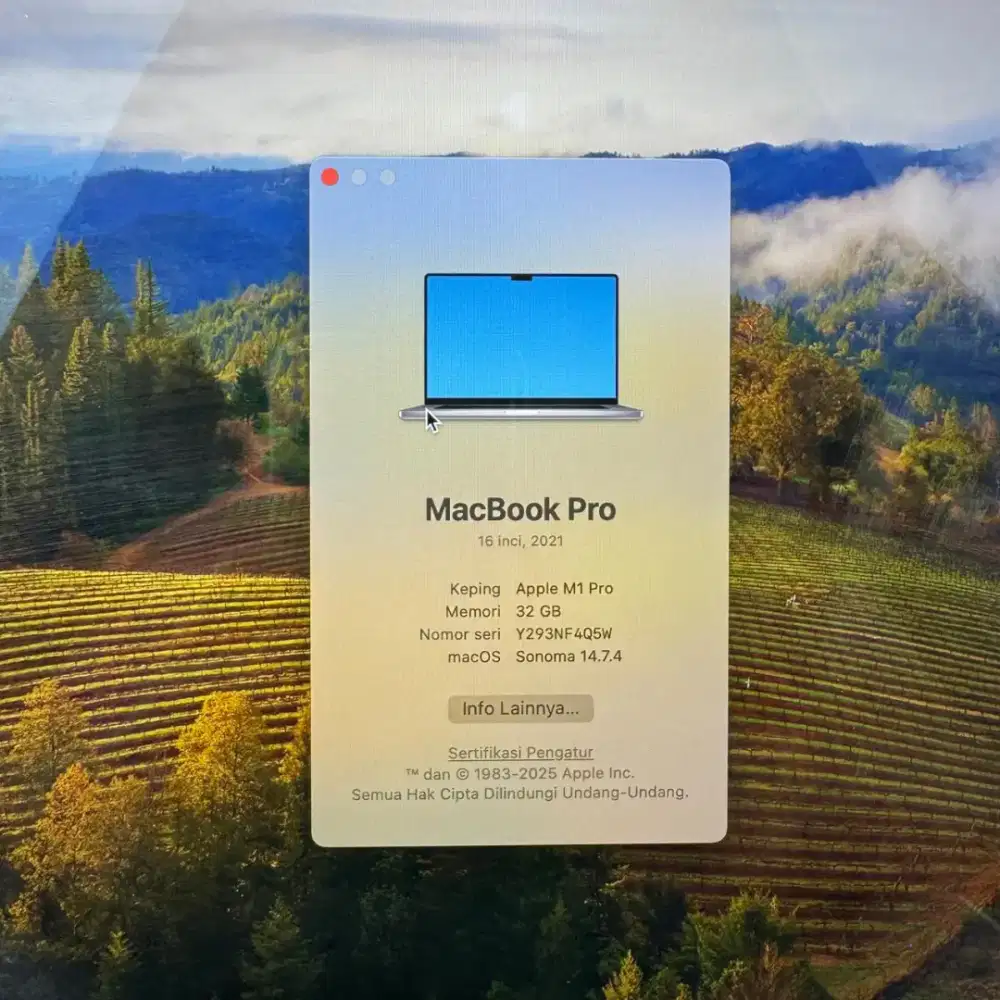 Macbook M1 Pro 16 Inch Ram 32 Ssd 512 lengkap full set Space Grey