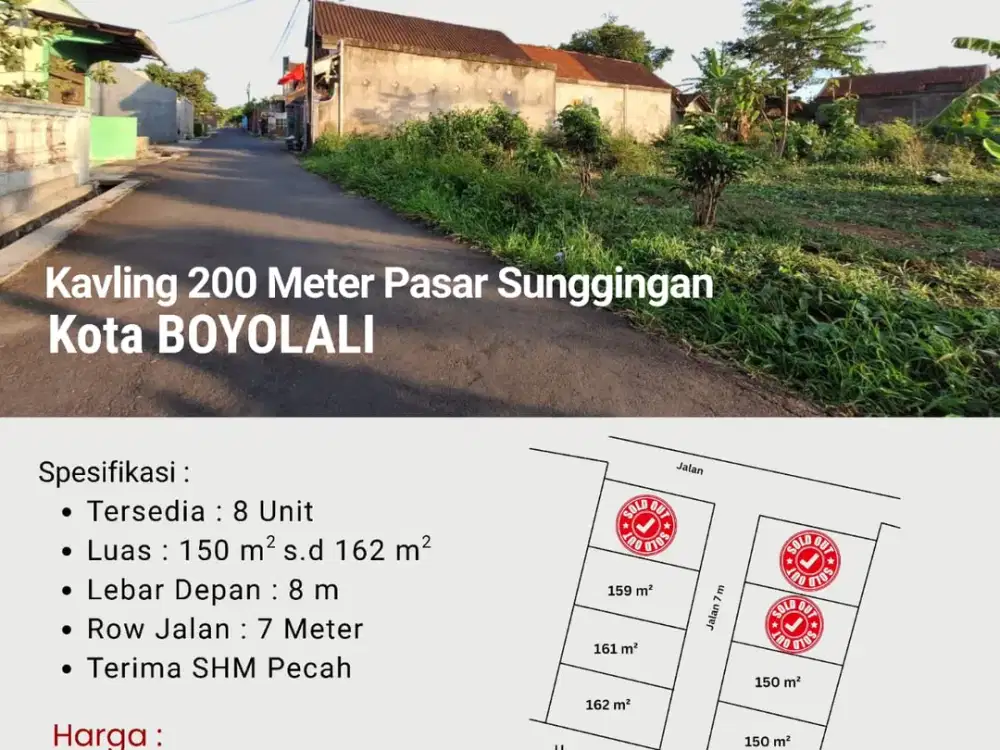 Area Simpang Lima Boyolali Dijual Tanah SIAP AJB