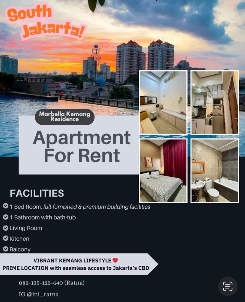Disewakan Apartemen 1 BR apik, lokasi strategis di Kemang Area!