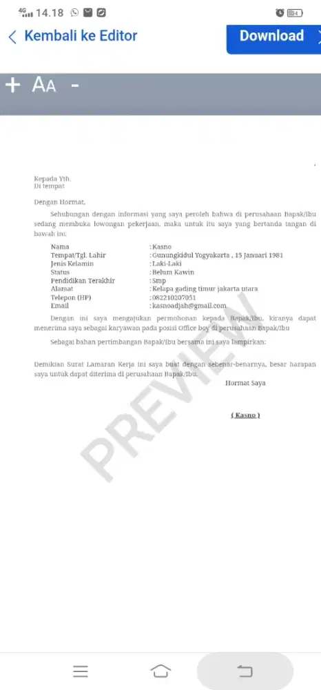 Mencari kerja OB atau pijat