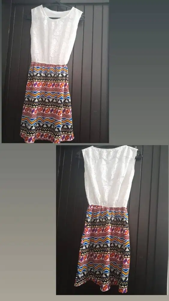 Dress atas putih bawah ada warna