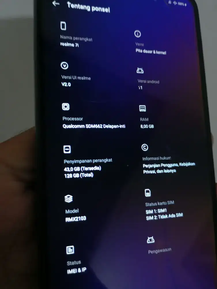 REALME 7i Ram 8GB internal 128gb LCD hidup retak