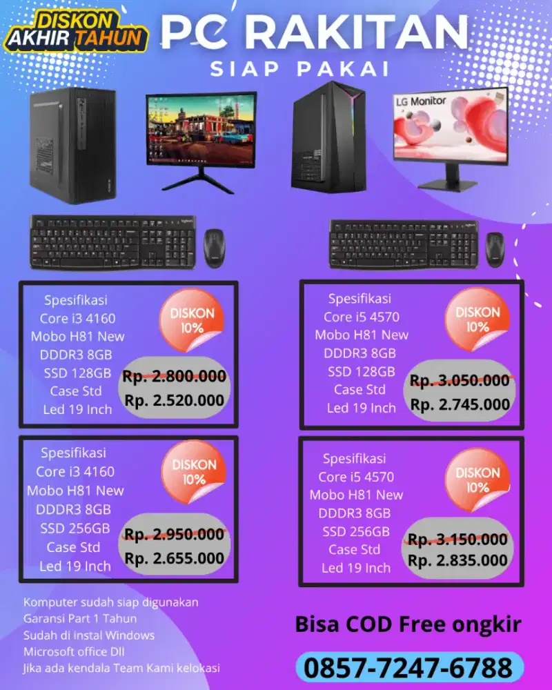 Pc komputer Rakitan Core i3 / i5