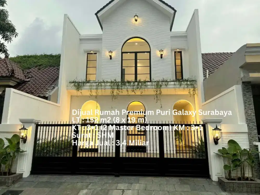 DIJUAL RUMAH COLONIAL MODERN PURIMAS REGENCY 2 MASTER BEDROOM ROW 3MOBIL SURABAYA TIMUR