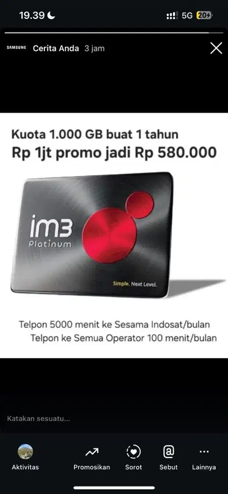 Paket indosat 1000GB Selama Satu tahun