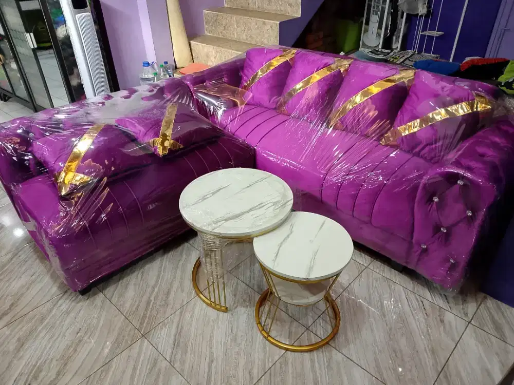 Sofa L Kancing Lavender