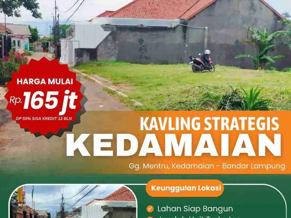 TANAH KAVLING KEDAMAIAN MURAH JUAL CASH DAN TEMPO