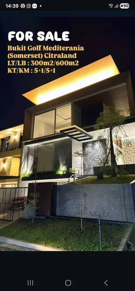 Turun Harga Hot Baru Mewah Konsep Villa 3 lantai Golf Citraland Sby