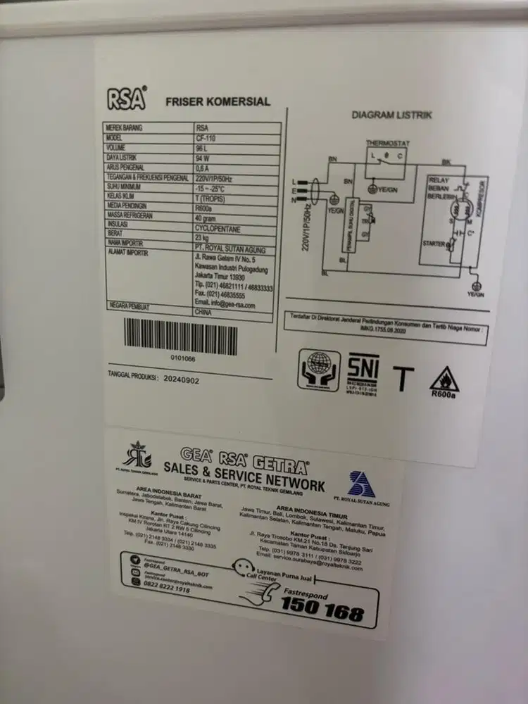 Jual Freezer RSA 100 ltr