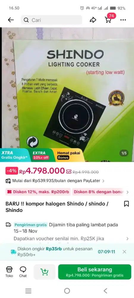 Kompor Halogen Low Watt