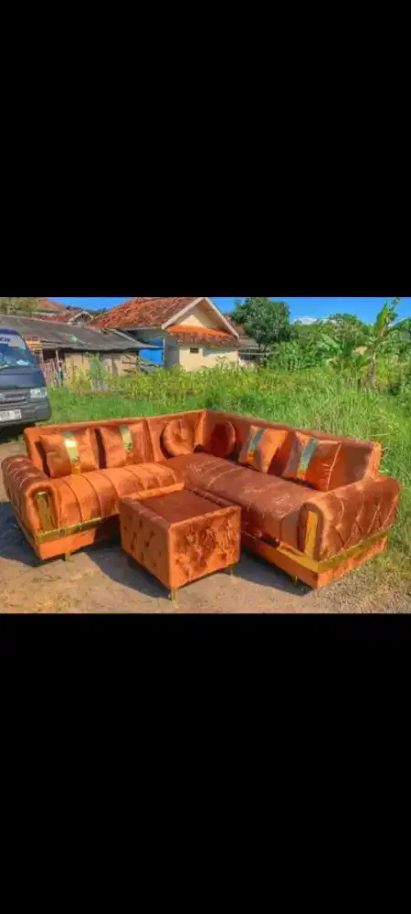 Sofa Sudut Kancing + Meja