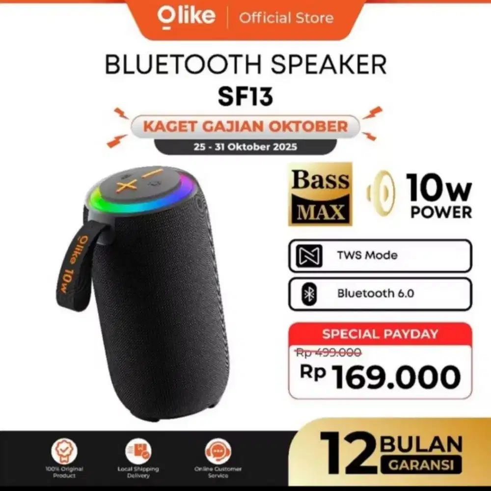 OLIKE SF13 Powerful 10W Super Bass Max Bluetooth Speaker RGB Radio FM