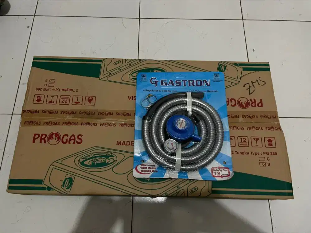 Kompor gas merek progas+selang regulator merek gastron