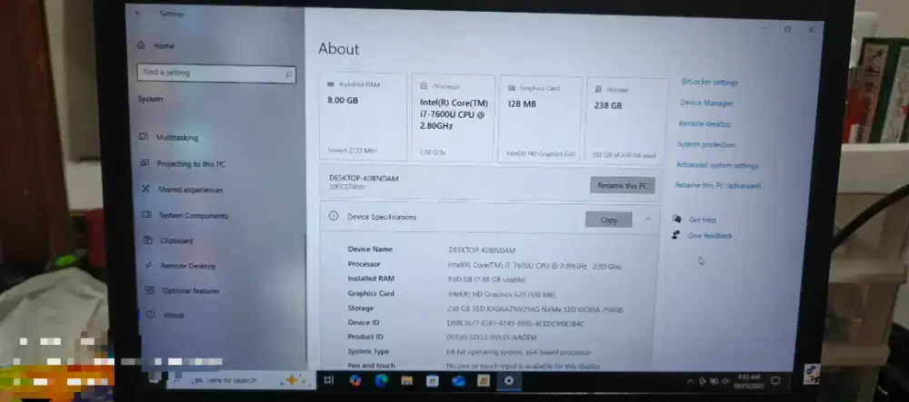 Laptop lenovo thinkpad T470 i7 Gen 7 Ram 8 GB / SSD 256 GB