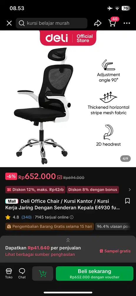 Kursi Kantor Kursi Gaming Deli