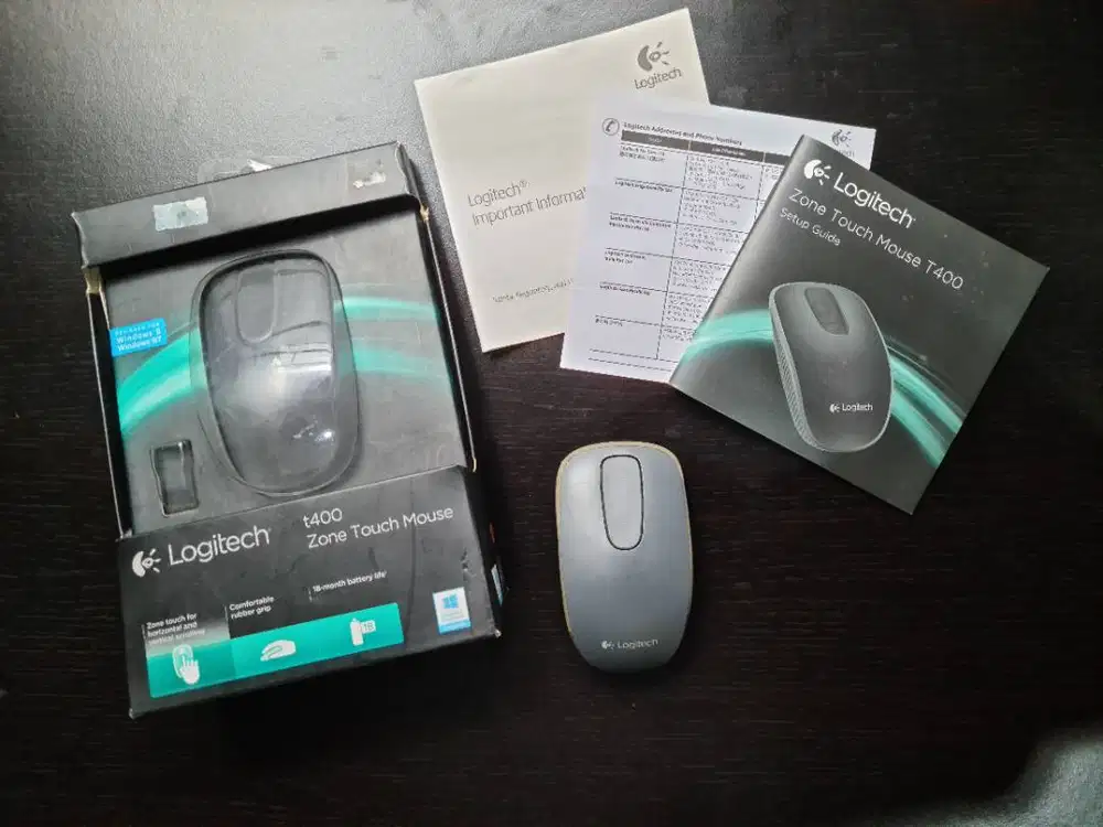 Logitech t400 Zone Touch Mouse - TOMBOL KIRI RUSAK