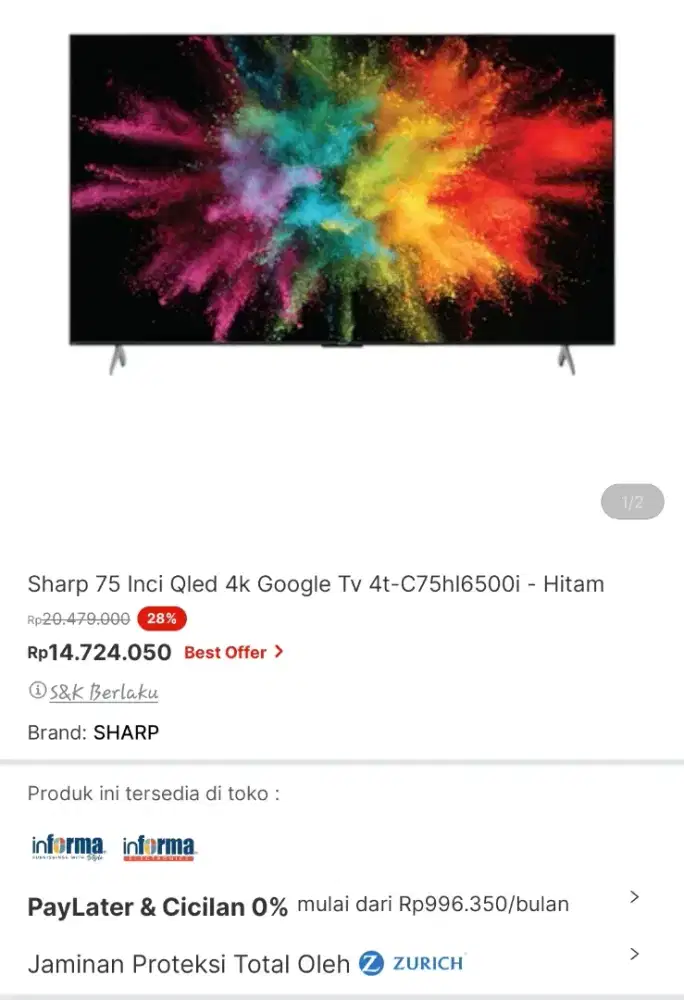 Sharp goegel tv 75 inc