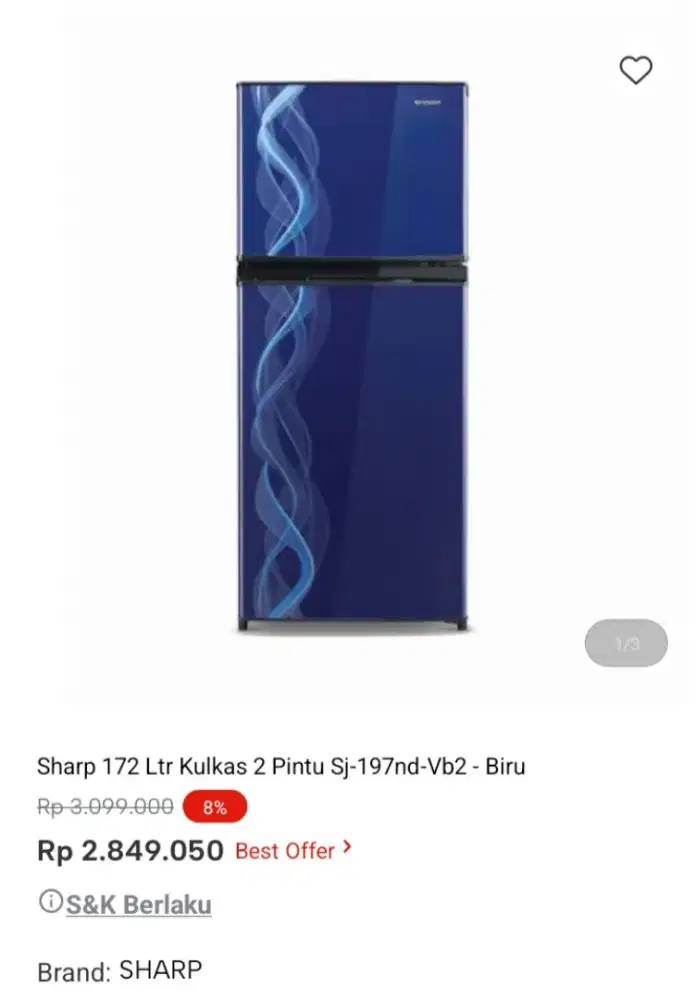 PROMO KREDIT SHARP 172 LTR KULKAS 2 PINTU