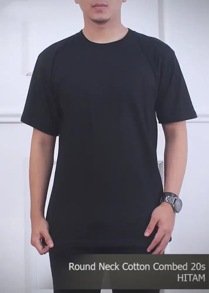 Kaos Polos Hitam Cotton Combed 20S Allsize