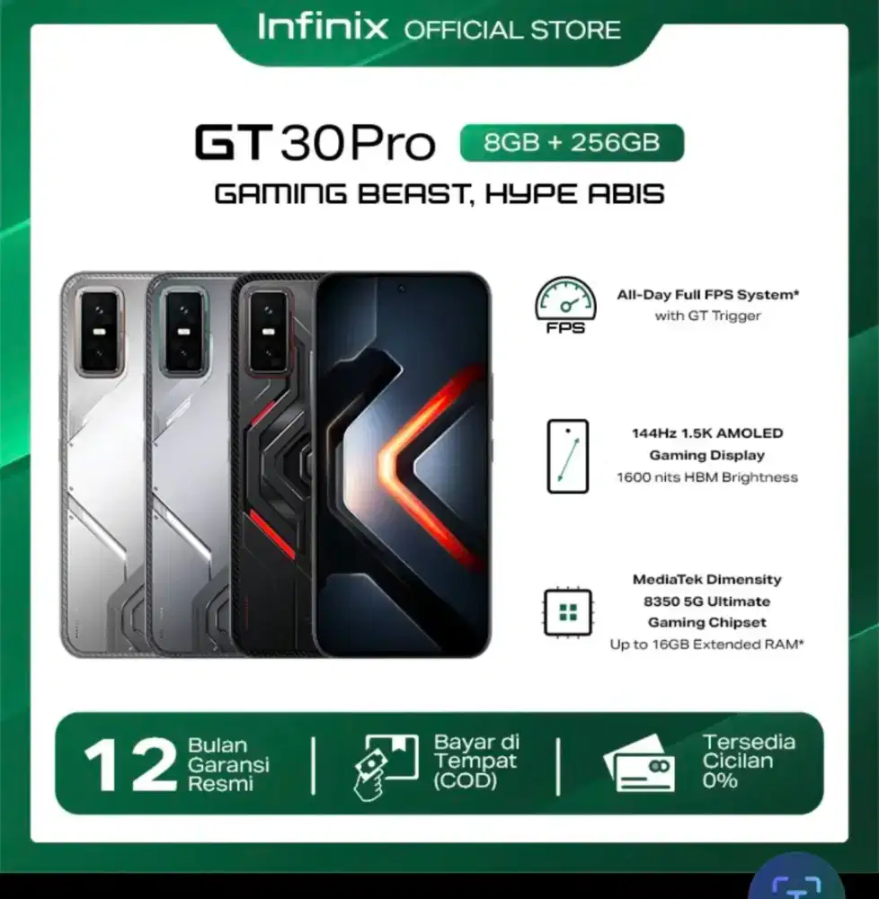 Infinix GT 30 pro tipe 8/256 GB like new ga jadi pakai