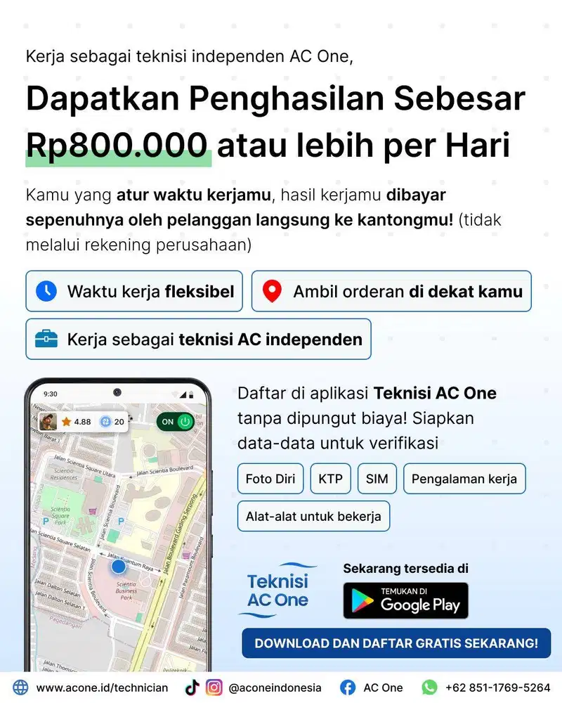 Lowongan Kerja Teknisi AC - Teknisi AC One