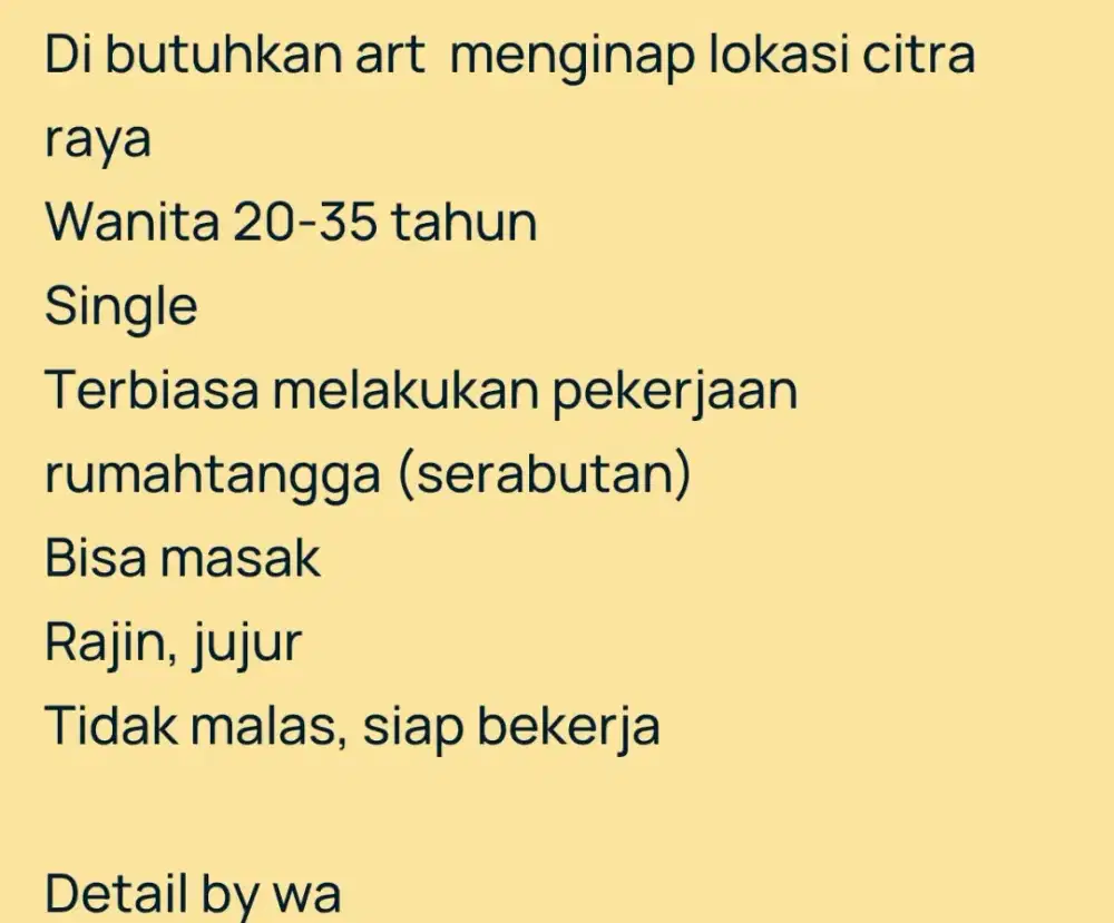 Asisten rumah tangga menginap