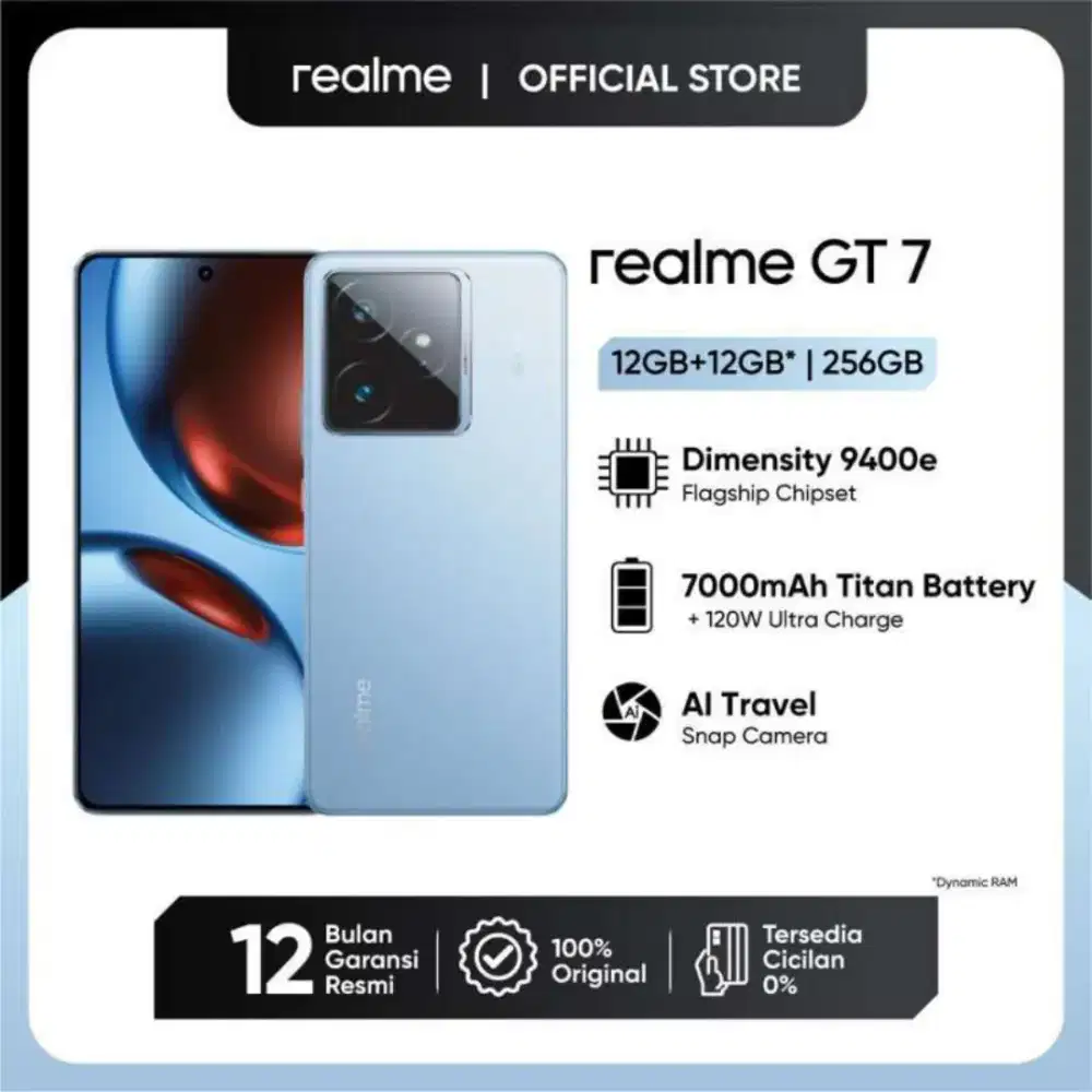 Jual murah Realme GT 7 memori 12/256 GB pembelian Agustus 2026
