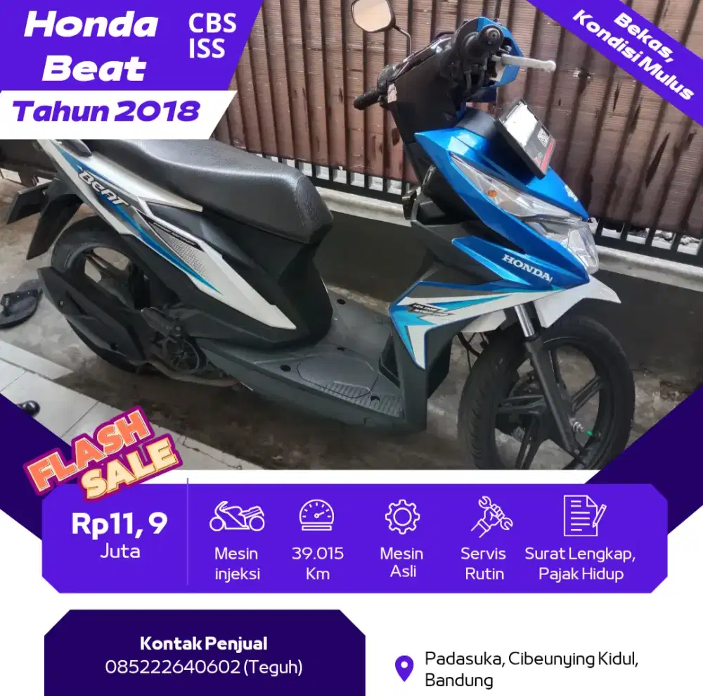 Jual Motor Honda Beat th. 2018 (CBS ISS)