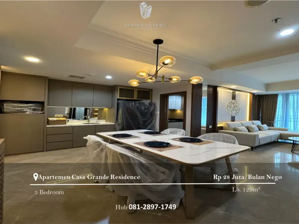 Disewakan Apartement Casa Grande 3BR Full Furnished Tower Bella