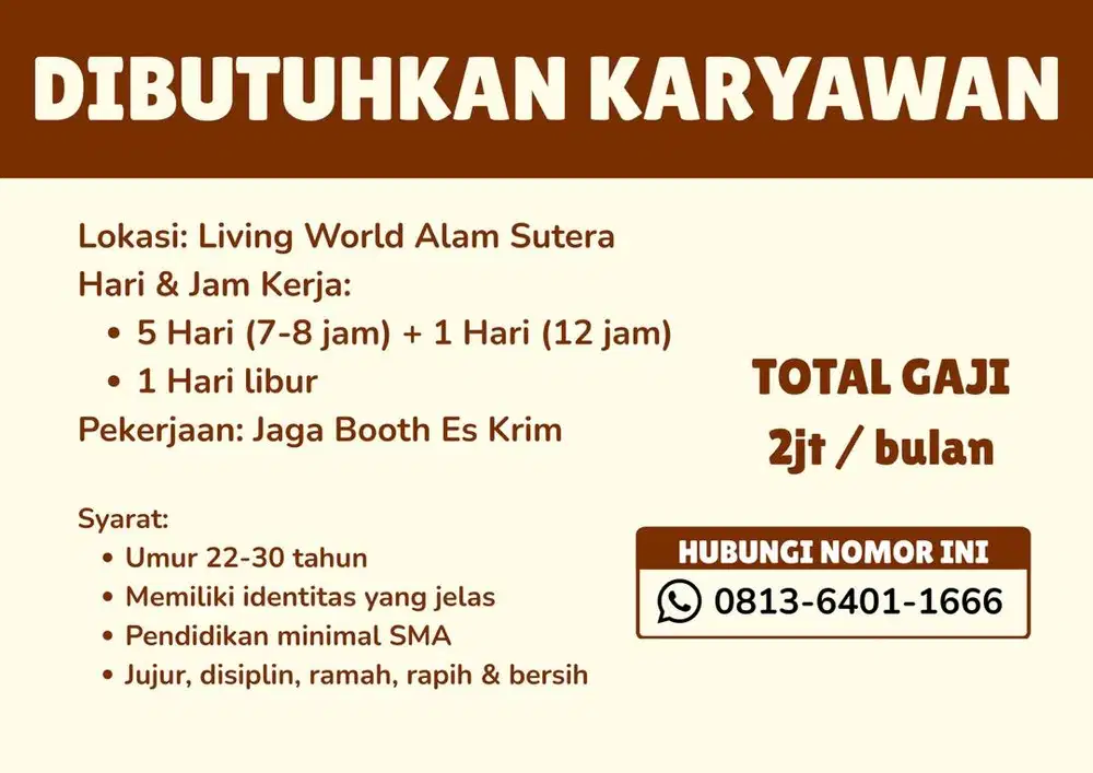 JAGA BOOTH ES KRIM LIVING WORLD ALAM SUTERA (KIRIM CV)