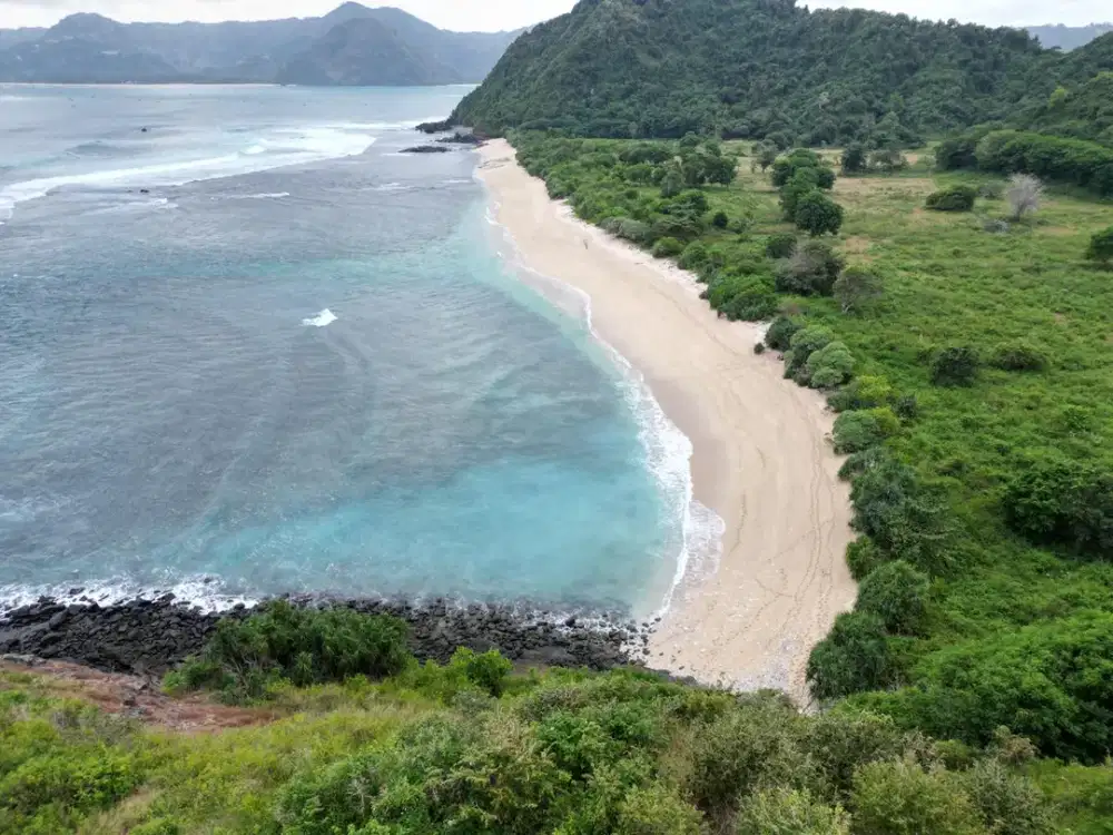 Tanah pinggir pantai pasir putih Mawi Selong Belanak