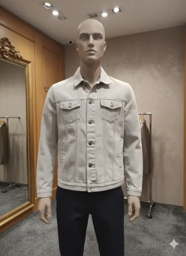 Jaket Denim Krem Premium