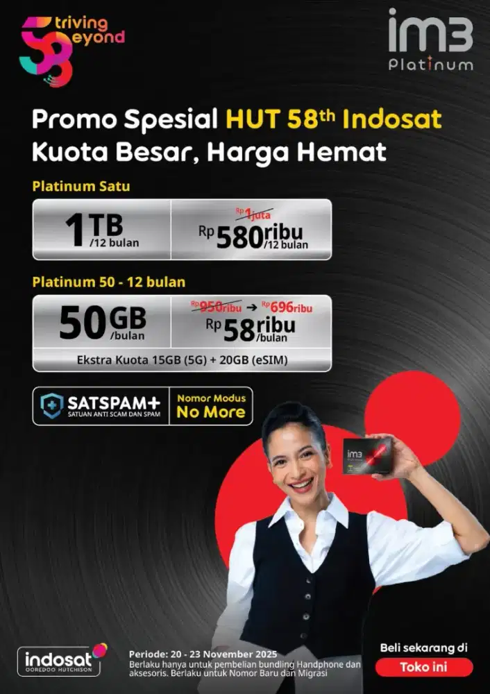 1000GB 1THN PROMO SPECIAL INDOSAT IM3 FREE REQ NOMOR CANTIK
