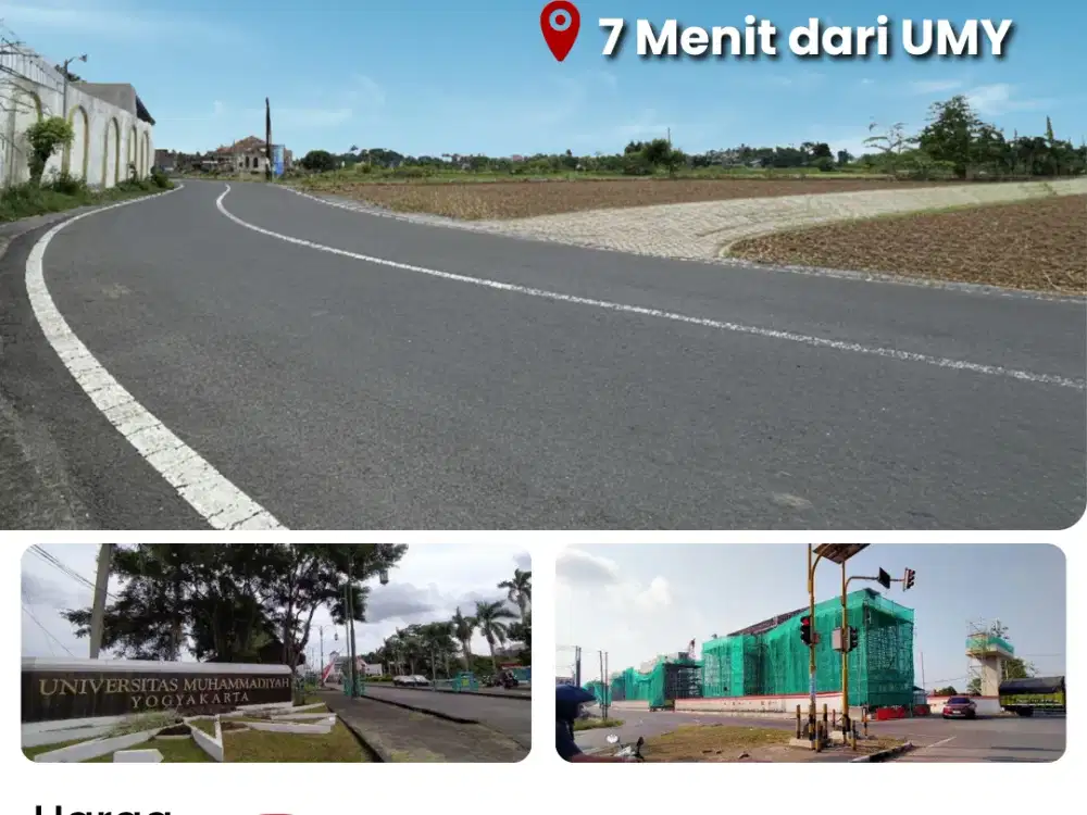 Tanah Jogja Dekat Kampus Ternama, Tepi Jalan dan View Sawah