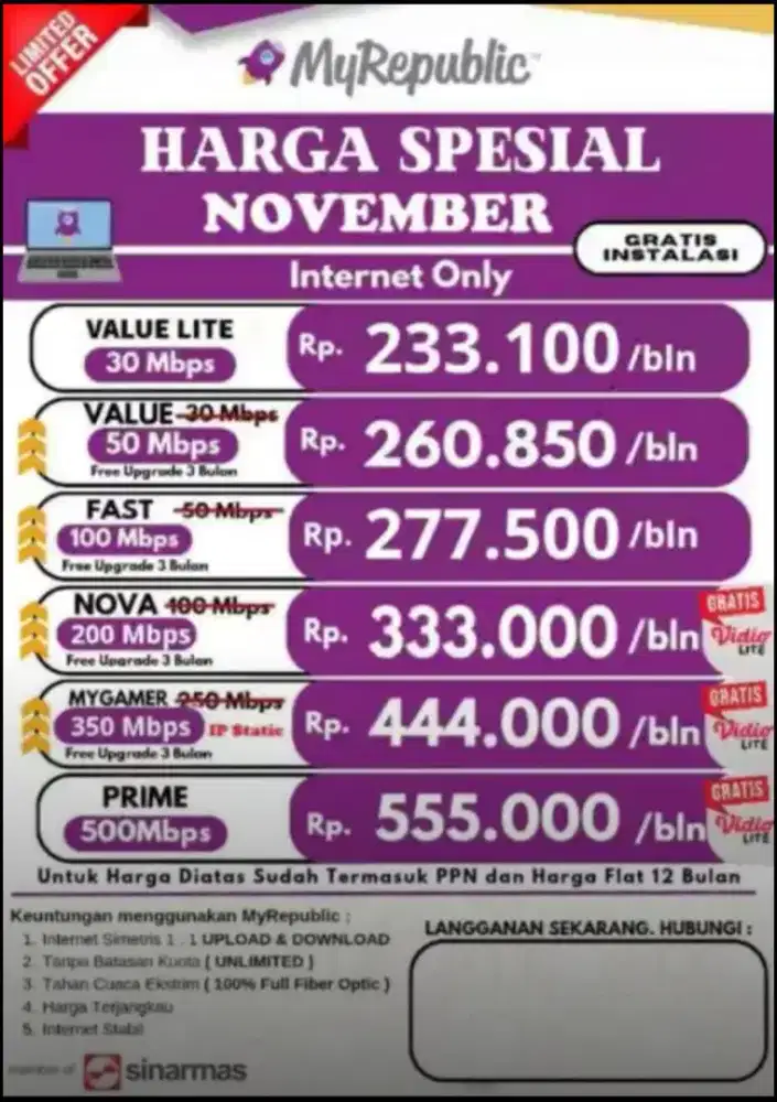Promo pemasangan internet myrepublic WiFi Myrepublic