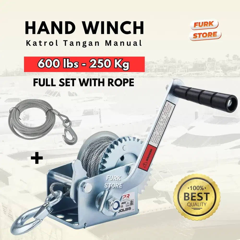 Hand Winch 600LBS + Wire Rope Tipe HWW01 – [ANTI KARAT] Hand Winch Wir