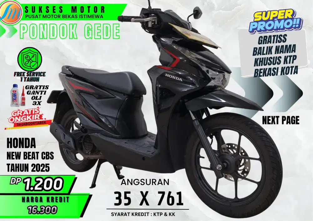 HONDA BEAT CBS TAHUN 2025 MOTOR BEKAS RASA BARU DP RINGAN ANGS MURAH