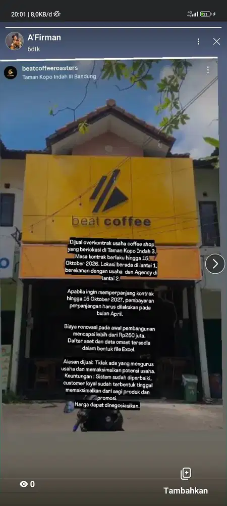 Dijual usaha Coffe /Take over
