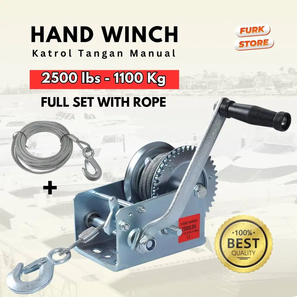 Hand Winch 2500LBS + Wire Rope [TAHAN LAMA] Tipe HWW03 – Katrol Tangan
