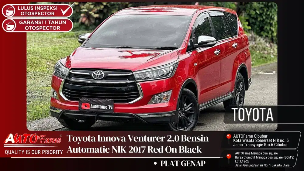 Toyota Innova Venturer 2.0 Bensin Automatic NIK 2017 Red On Black