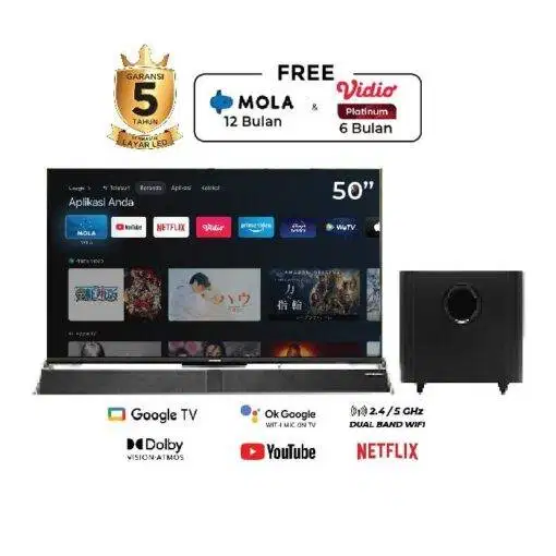 DIGITAL LED POLYTRON SMART TV 50 INCH - PLD 50 BUG 5959 FREE BRACKET
