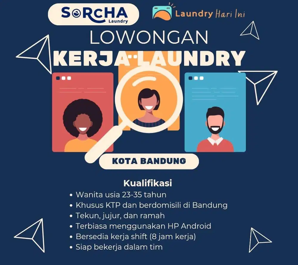 DIBUTUHKAN SEGERA CREW LAUNDRY PENEMPATAN DI KOTA BANDUNG